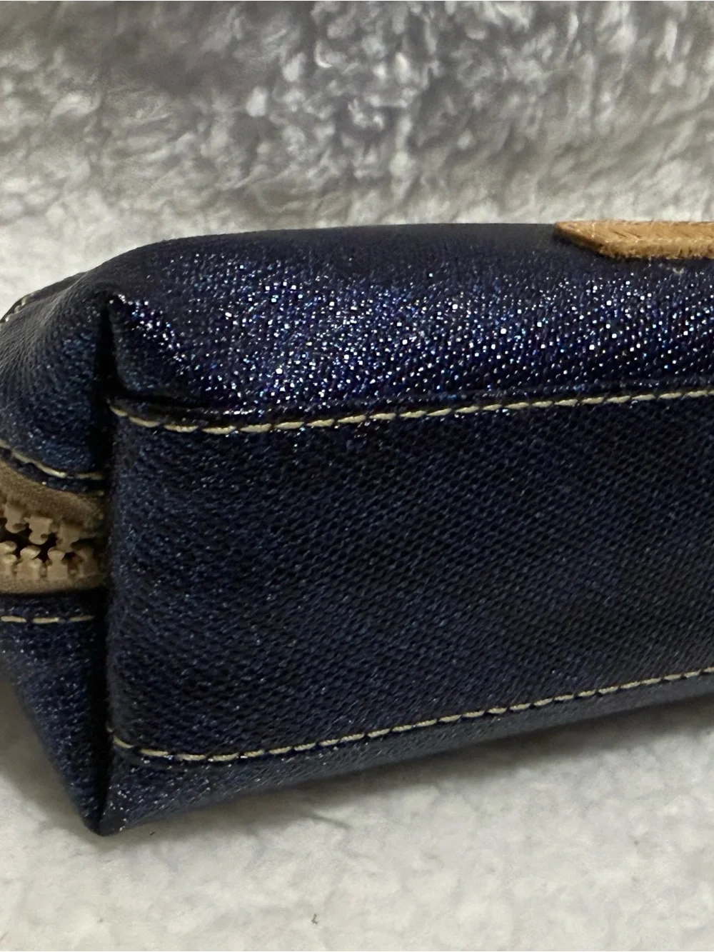 Consuela Dark Blue Glitter Medium Cosmetic Case